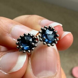 Pandora silver and blue earrings